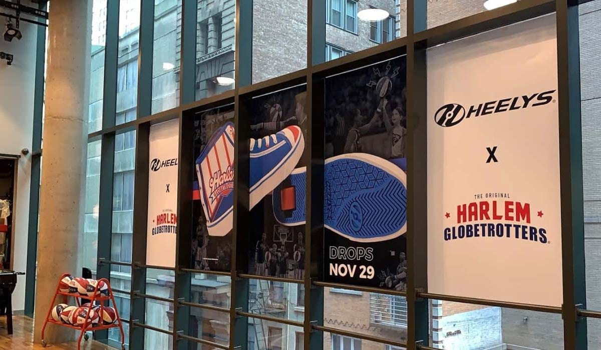Heelys and Harlem Globetrotters collaboration window display